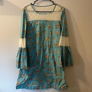 Handmade lantern sleeve with lace floral dress